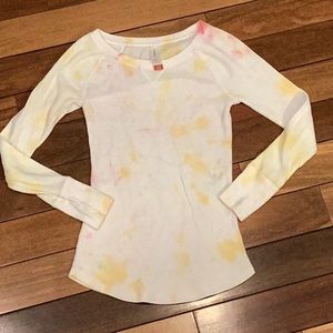 Hand made tie-dye long sleeve thermal top
